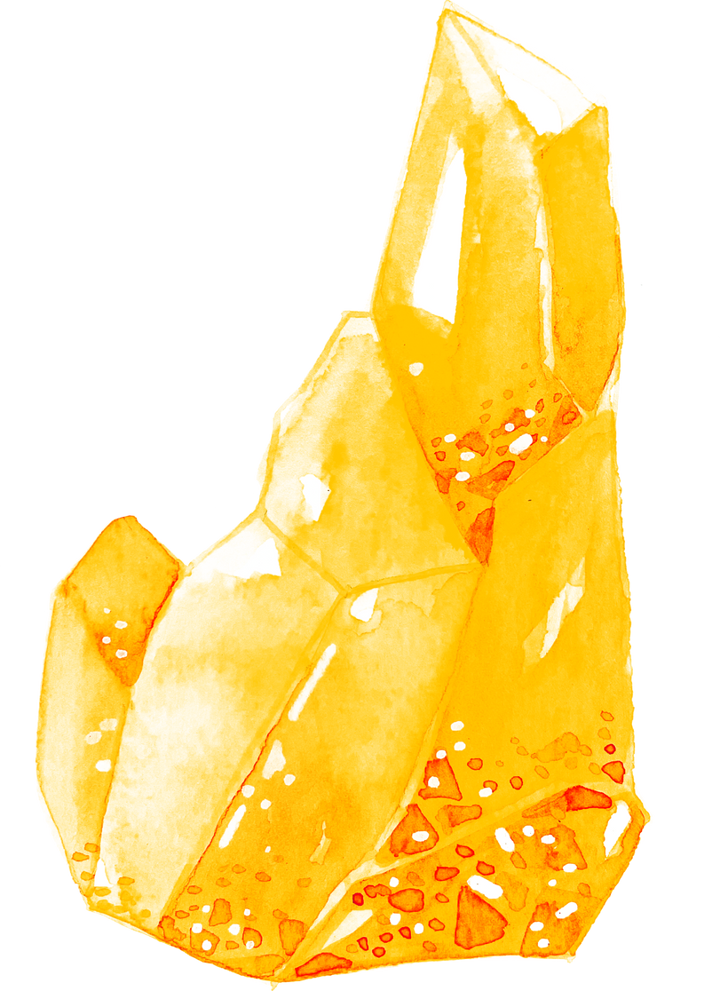 Watercolor illustration of crystal Amber