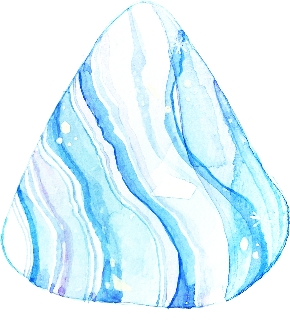 Watercolor illustration of crystal Blue Lace Agate