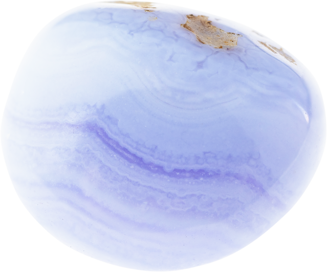 Tumbled Blue Lace Agate (Sapphirine) Gem on White