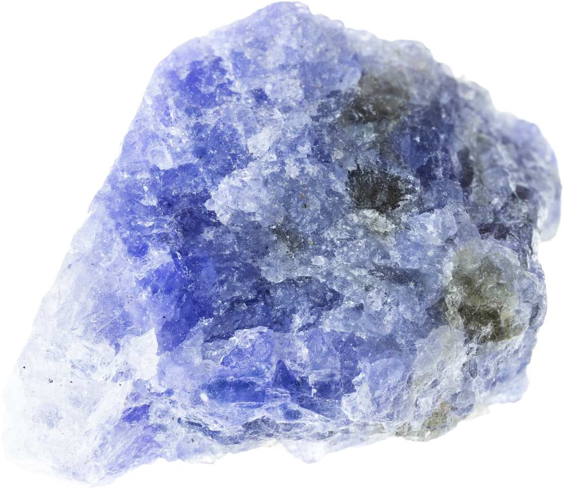 Raw Tanzanite Crystals on White
